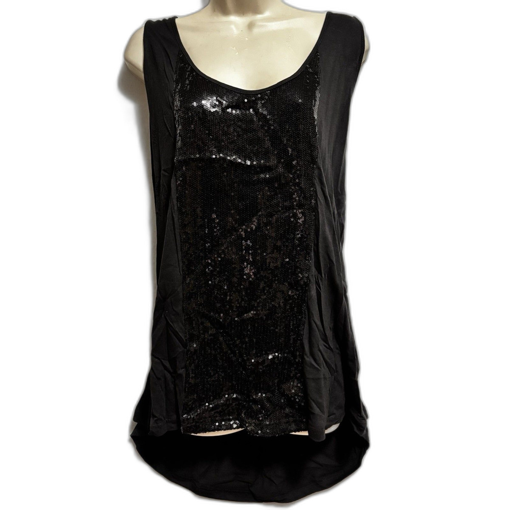 Beverly Drive Black Sequin Tank Top Sleeveless Size 24/26W NWT